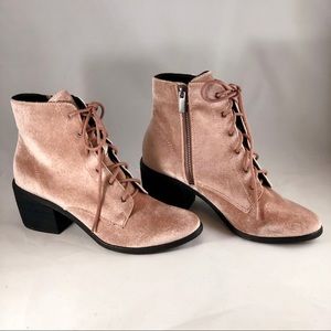 Muted Pink Velvet Booties